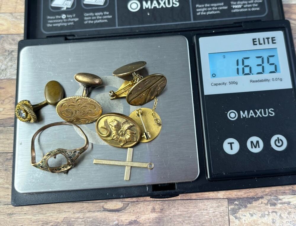 16.35 Grams LOT Victorian GOLD FILLED FOR SCRAP, Brooch Scrap Ring Single Cuffs